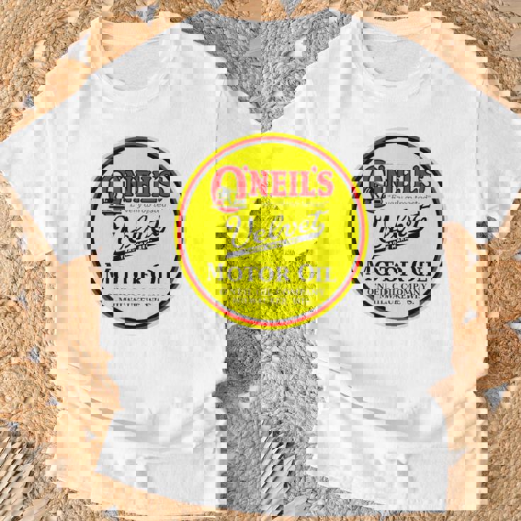 バックプリントのみ レトロ ヴィンテージ ガソリンスタンド オニールのモーターオイル Tシャツ 高齢者への贈り物