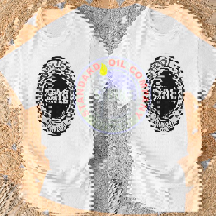 バックプリントのみ レトロ ヴィンテージ ガソリンスタンド 標準モーターオイル Tシャツ 高齢者への贈り物