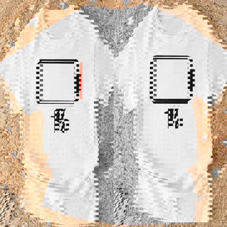 バッテリー1 1残り バッテリー切れtシャツバッテリー低 Tシャツ 高齢者への贈り物