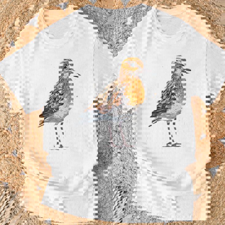 バフブレストのサンドパイパー幾何学模様のパッテンアート、かわいい鳥好き。 Tシャツ 高齢者への贈り物