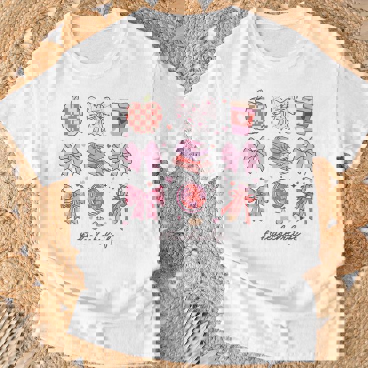 バレンタイン 教師 かわいい弓 アップル 地球儀 鉛筆 本 アート Tシャツ 高齢者への贈り物