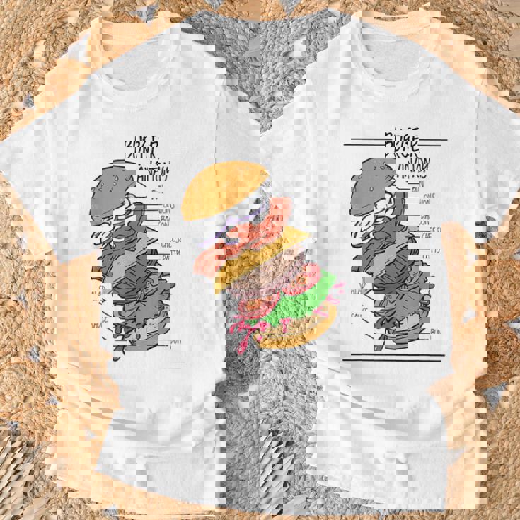 バーガー 解剖 成分 チーズバーガー ハンバーガー パテ Tシャツ 高齢者への贈り物