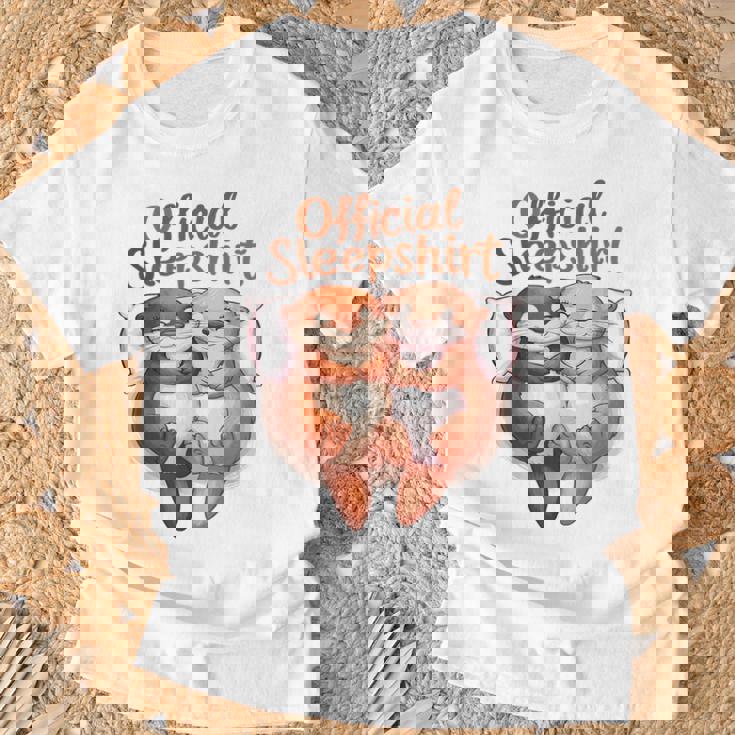 パジャマ バレンタイン カワウソ ラブ Tシャツ 高齢者への贈り物