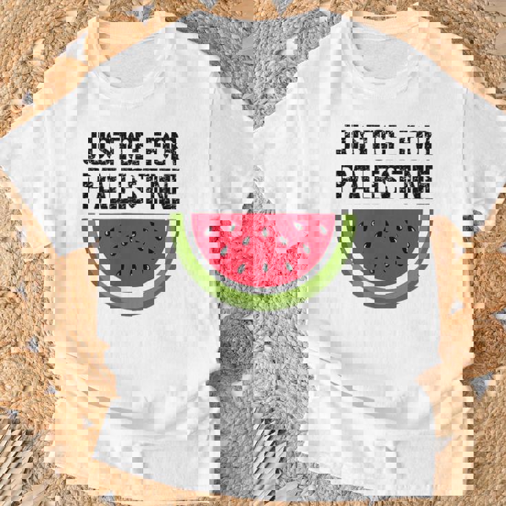 パレスチナの正義 スイカ 国旗 パレスチナ人 Tシャツ 高齢者への贈り物