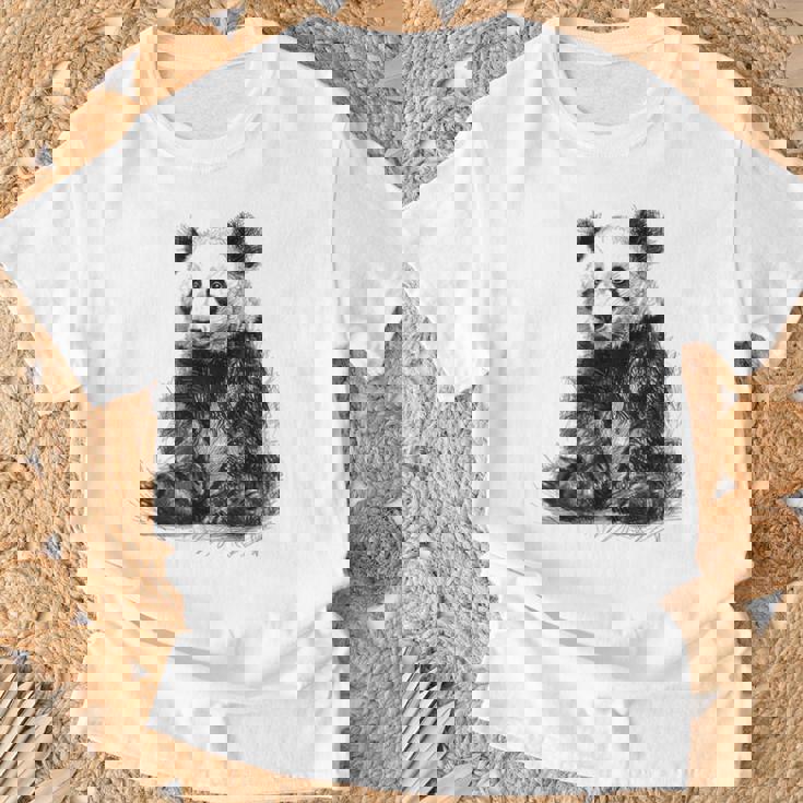 パンダ アニマルプリント グラフィック デッサン アート 絵画 パンダ Tシャツ 高齢者への贈り物