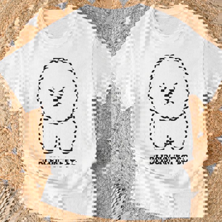 ビションフリーゼ 犬 怒る かわいい おもしろ イラスト シンプル 簡単 Bichon Frise 長袖tシャツ Tシャツ 高齢者への贈り物