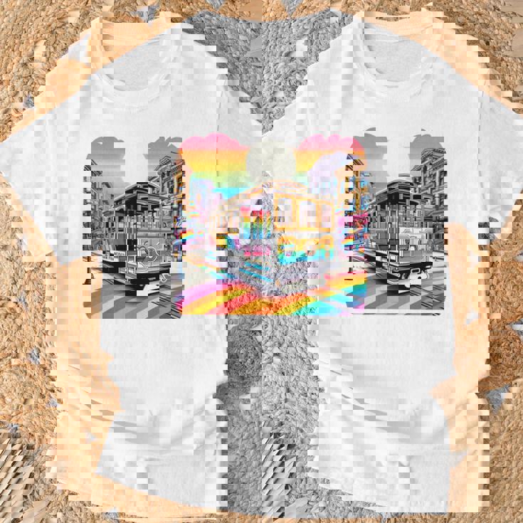 ビンテージ サンフランシスコ ケーブルカーf カストロ カリフォルニア Lgbtq 長袖tシャツ Tシャツ 高齢者への贈り物