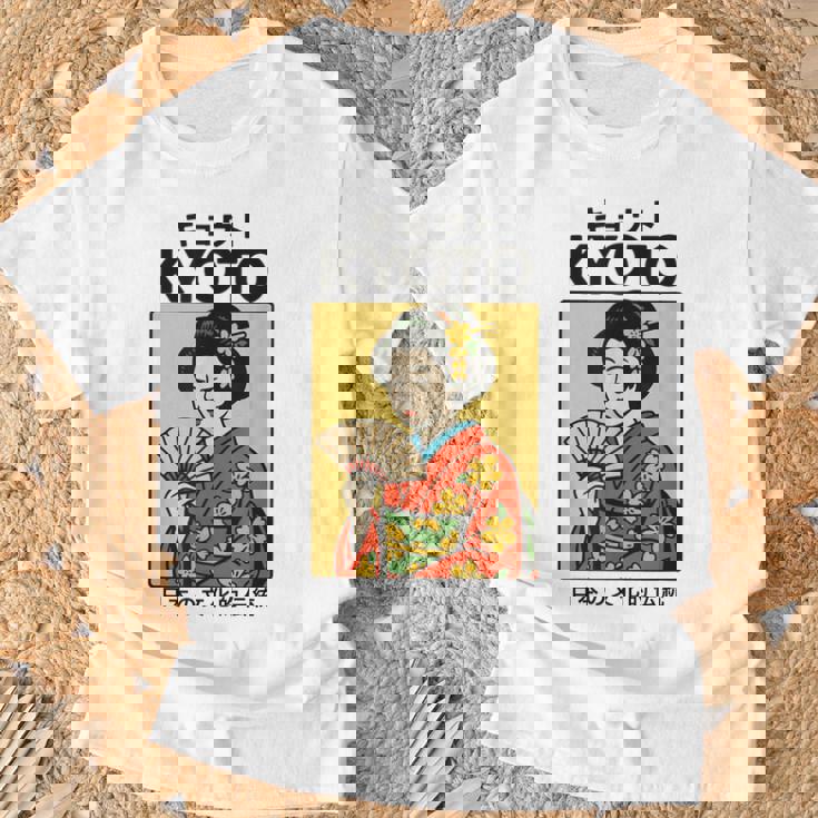 ビンテージ芸者アート京都アジア かっこいい日本ポスター Tシャツ 高齢者への贈り物