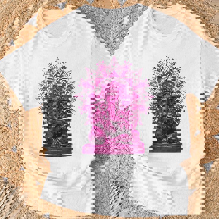 ピンク 象 ヒンドゥー教 ガネーシャ オーナメント Tシャツ 高齢者への贈り物