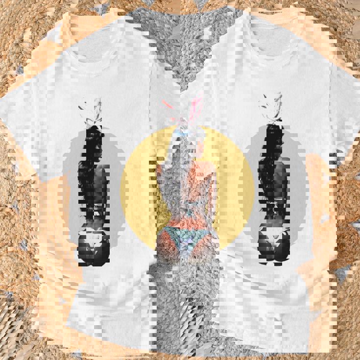 ピンナップ セクシー ブラウンスキン イースターバニー ガールズ ヴィンテージ メンズ レディース 長袖tシャツ Tシャツ 高齢者への贈り物