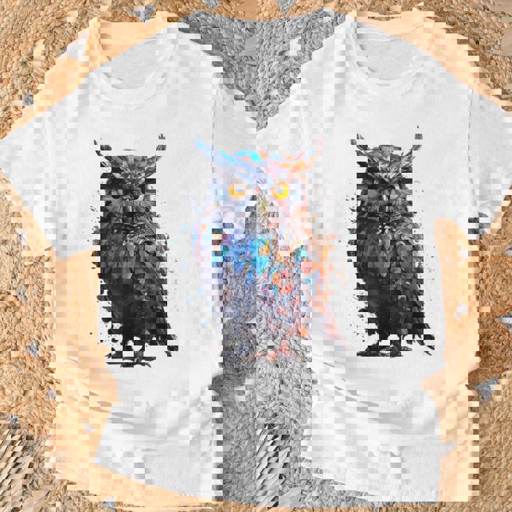 フクロウ アートワーク 動物 フクロウ Tシャツ 高齢者への贈り物