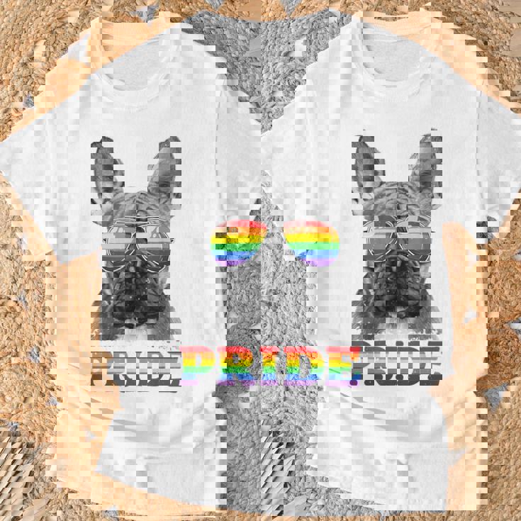 フレンチブルドッグ ゲイプライド Lgbt レインボーフラッグ サングラス Lgbtq Tシャツ 高齢者への贈り物