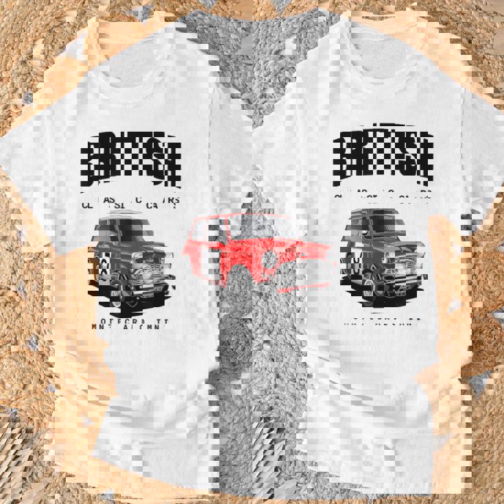 ブリティッシュクラシックスポーツカーズ 有名なラリーミニ Tシャツ 高齢者への贈り物
