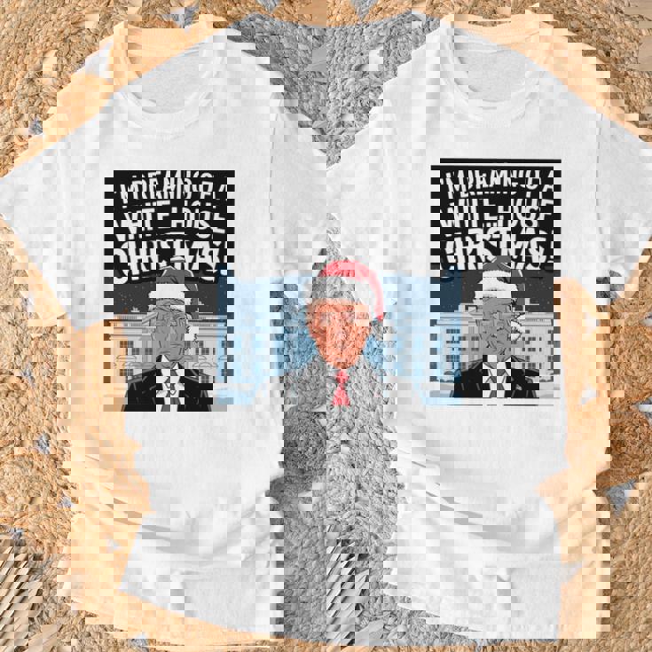 ホワイトハウスのクリスマス・トランプ・ファニー・ホリデーを夢見ている 長袖tシャツ Tシャツ 高齢者への贈り物