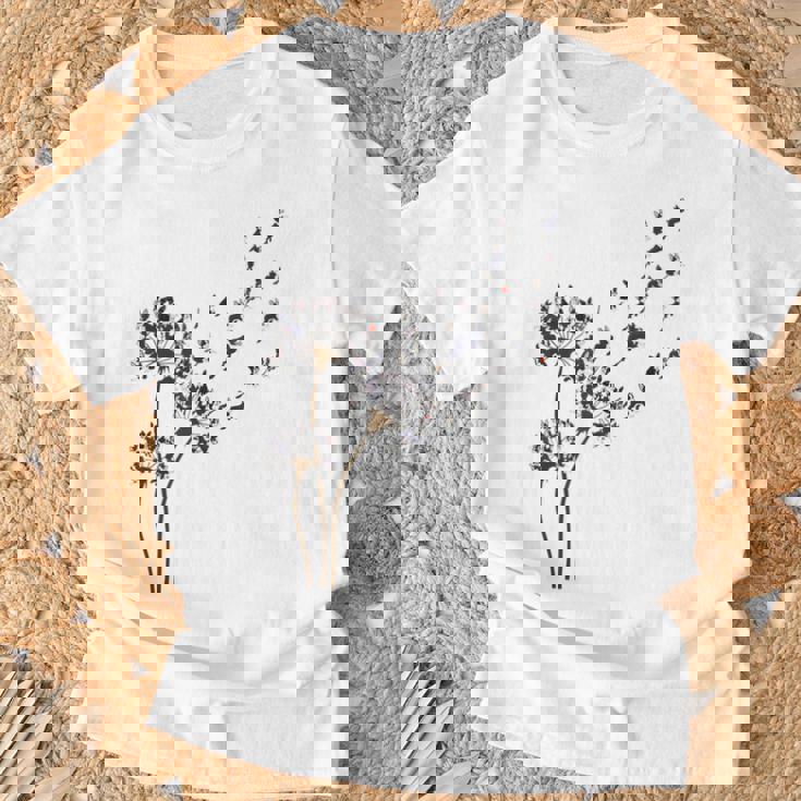 ボストンテリア フラワー フライ タンポポ 面白い 犬好き 犬 お父さん Tシャツ 高齢者への贈り物