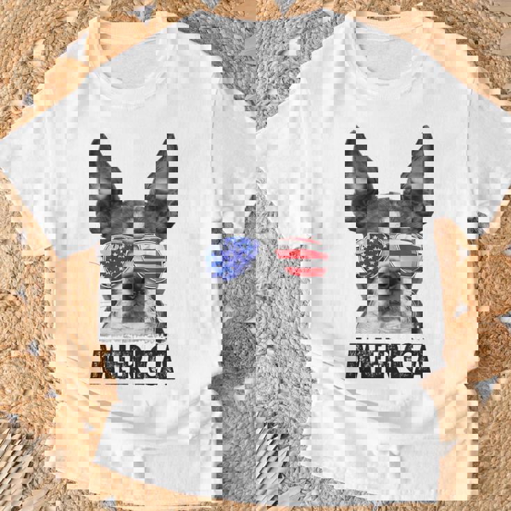 ボストン・テリア 7月4日 メリカ メンズ レディース アメリカ国旗 Tシャツ 高齢者への贈り物