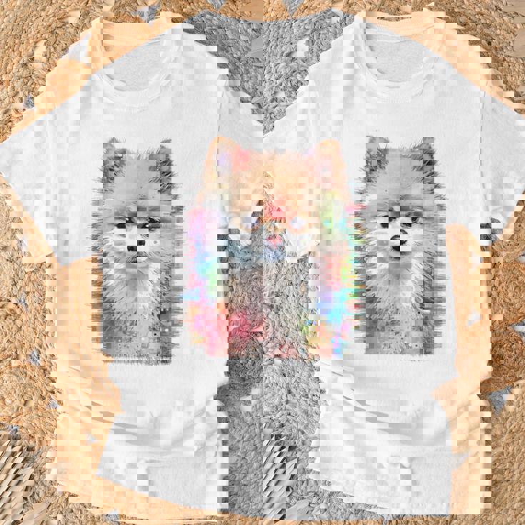 ポメラニアン 抽象画 グラフィック 絵画 動物 ポメラニアン Tシャツ 高齢者への贈り物