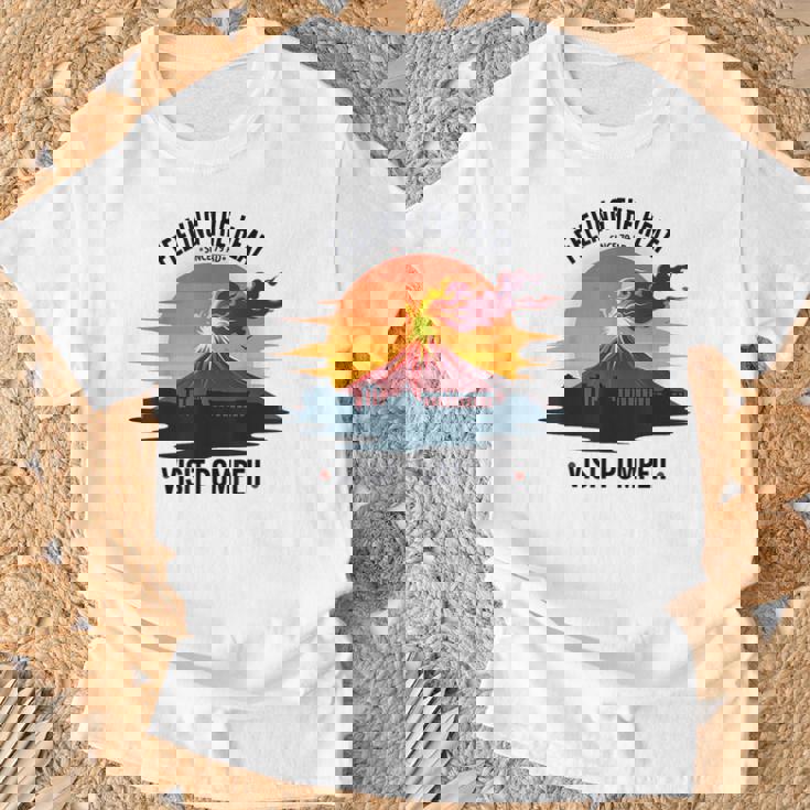 ポンペイ訪問 面白いローマの歴史 Tシャツ 高齢者への贈り物