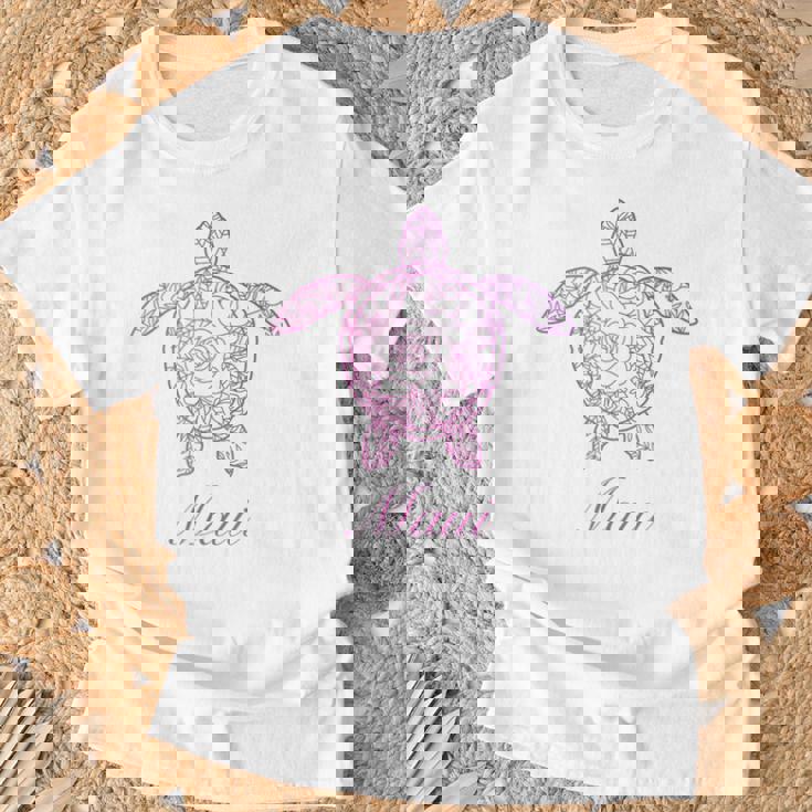 マウイ ウミガメ ハワイ Hi ハワイアン トライバル タートル ホヌ キュート Tシャツ 高齢者への贈り物