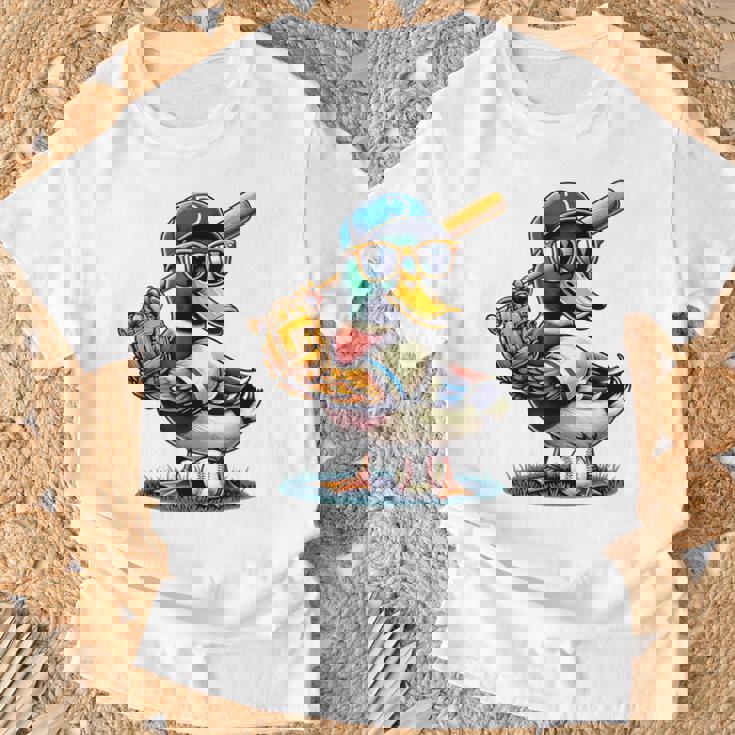 マガモのアヒル 野球愛好家 アヒル 野球 Tシャツ 高齢者への贈り物