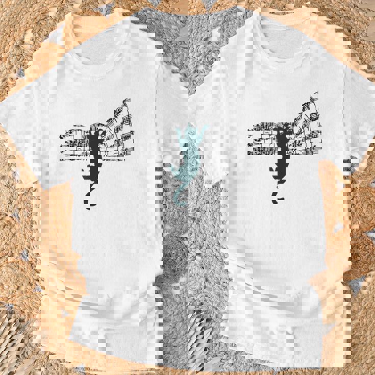 ミュージカル 楽譜上の猫 楽譜 Tシャツ 高齢者への贈り物