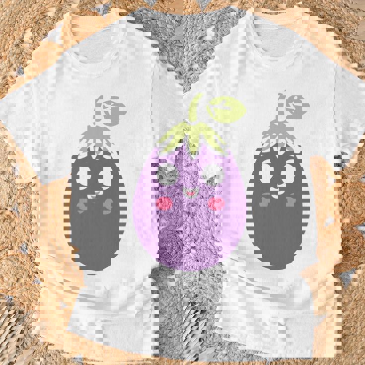 ユーモアフードナスのシンプルなナス 長袖tシャツ Tシャツ 高齢者への贈り物