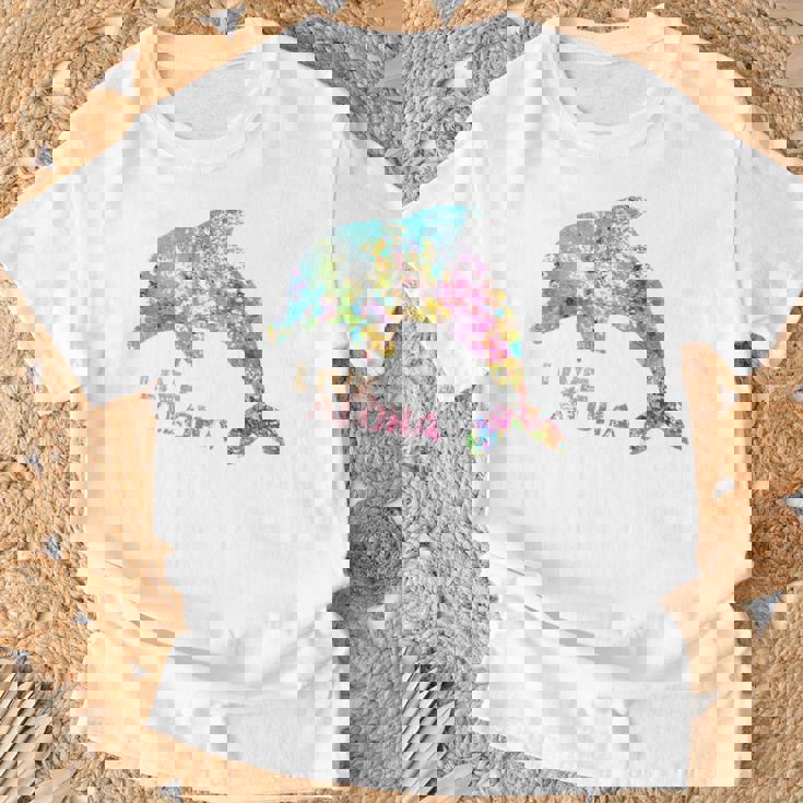 ライブ アロハ イルカ グラフィック Tシャツ 高齢者への贈り物