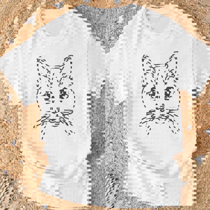 ラインアートお父さんお母さん猫-マンクス猫 Tシャツ 高齢者への贈り物