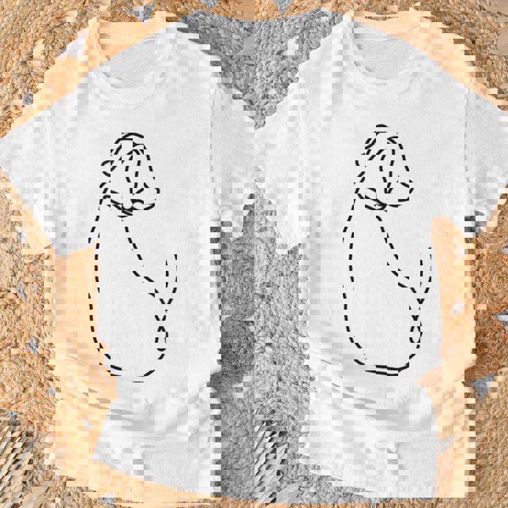 ラインタトゥー、ラインアートtシャツ、ミニマリストな犬のモチーフ Tシャツ 高齢者への贈り物