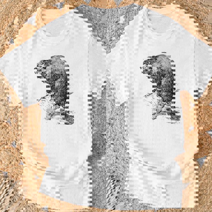 リアルなビーバースケッチ Tシャツ 高齢者への贈り物
