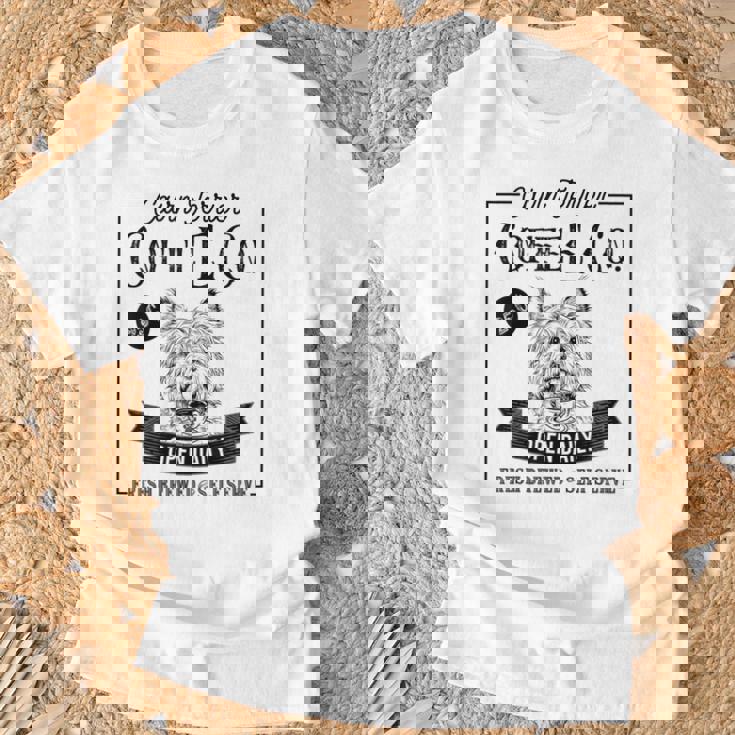 レトロ ケアンテリア コーヒー 面白い 犬 ママ コーヒー愛好家 Tシャツ 高齢者への贈り物