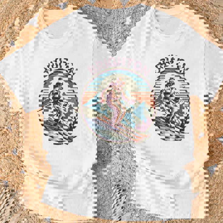 レトロ ヴィンテージ ブライトン ユタ スキー リゾート ウィンタースキー 長袖tシャツ Tシャツ 高齢者への贈り物