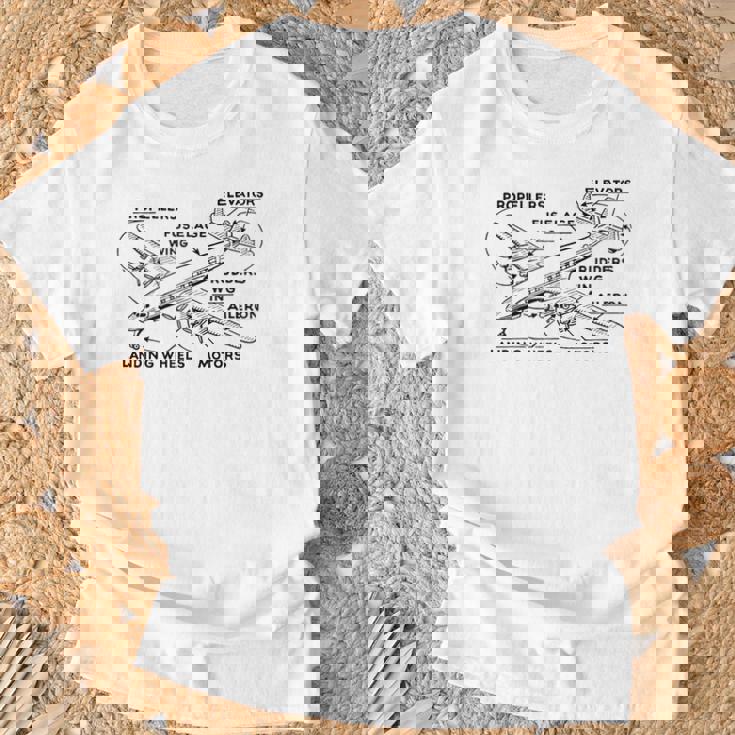 レトロな飛行機の図-ヴィンテージ旅客機の飛行履歴 Tシャツ 高齢者への贈り物