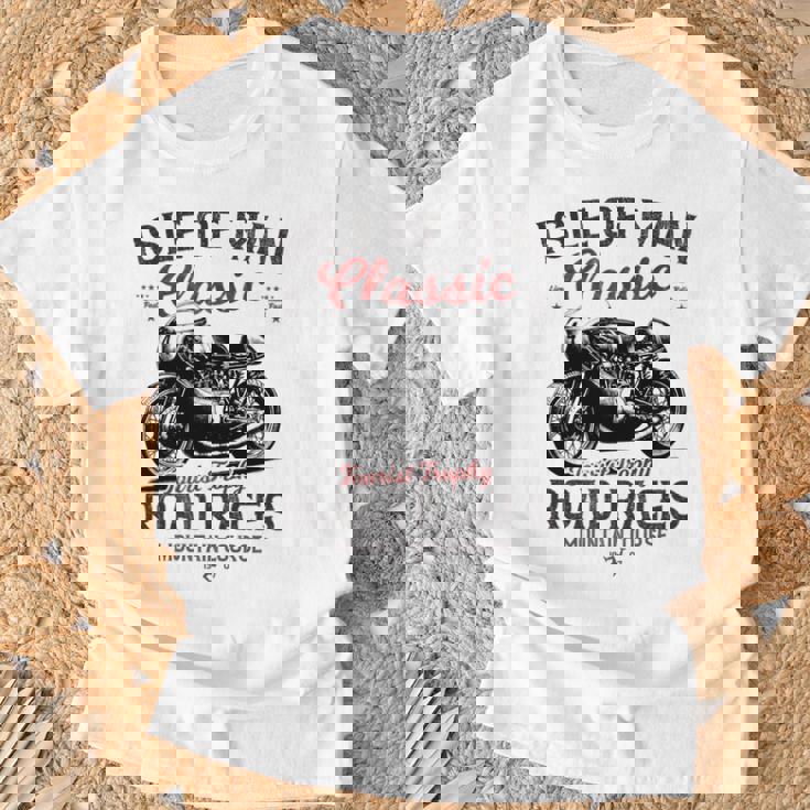 レトロマン島ttレースヴィンテージバイクレース 長袖tシャツ Tシャツ 高齢者への贈り物