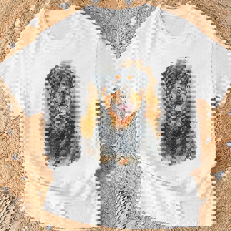 ロットワイラー 犬 モチーフ ペット アートワーク カラフル ロットワイラー Tシャツ 高齢者への贈り物