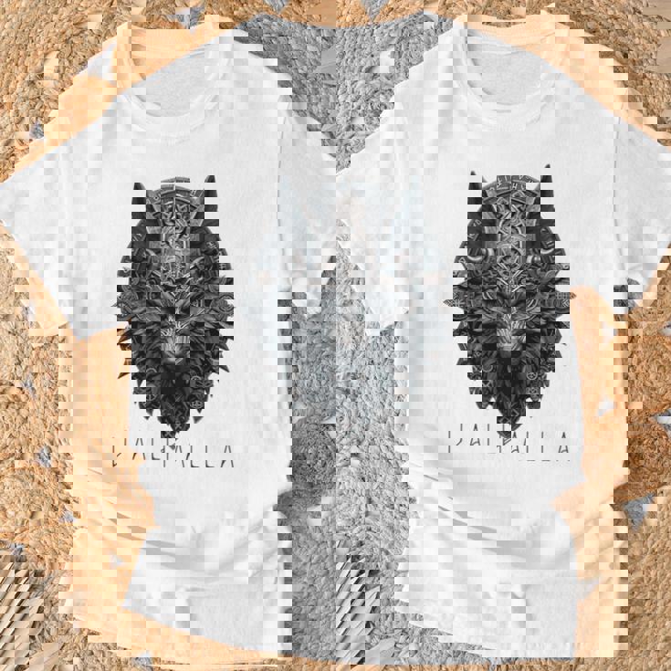 ヴァルハラ ウルフマスク オーディン ルーン文字 北欧コンパス バイキング メンズ レディース 長袖tシャツ Tシャツ 高齢者への贈り物