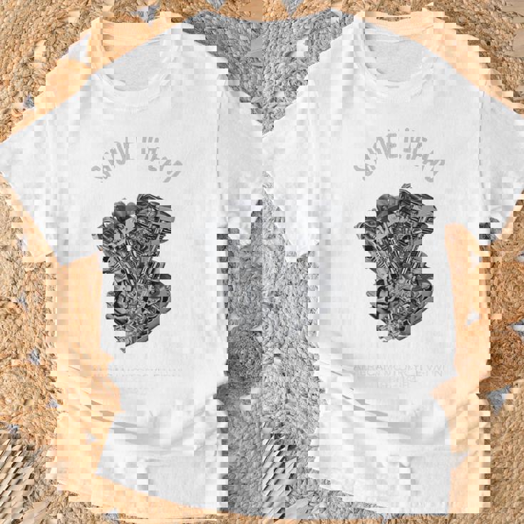 ヴィンテージ Hd オートバイtwin ショベルヘッド エンジン ドローイング バイカー Tシャツ 高齢者への贈り物