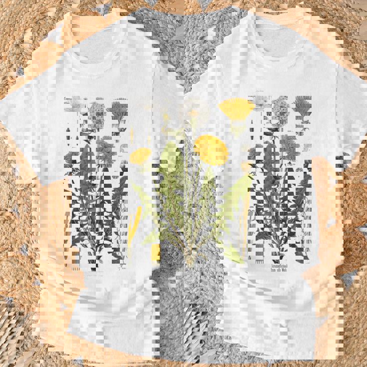 ヴィンテージ タンポポ チャート タンポポポ ボタニカル Tシャツ 高齢者への贈り物