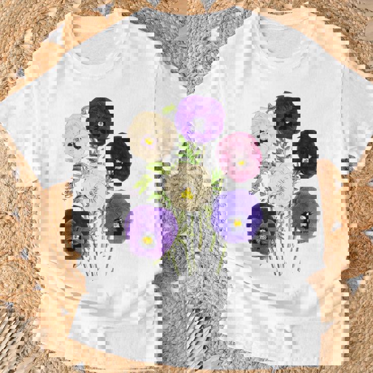 ヴィンテージ パンジー 花 ガーデニング パンジー 恋人 Tシャツ 高齢者への贈り物