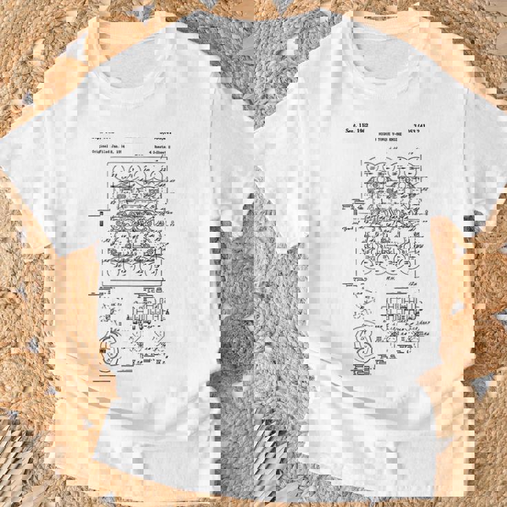 ヴィンテージエンジンブロックの青写真図–メンズカーグラフィック Tシャツ 高齢者への贈り物