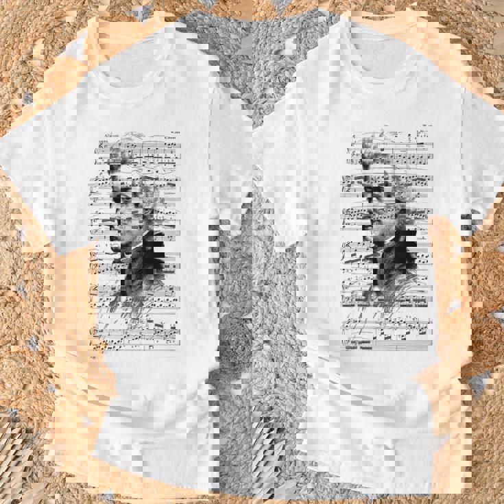 ヴォルフガング・アマデウス・モーツァルト 作曲家 ピアニスト モーツァルト 楽譜 Tシャツ 高齢者への贈り物