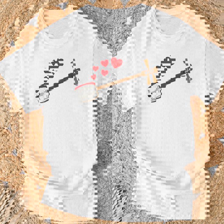 三味線 バレンタインデー ミュージシャン 結婚記念日 Tシャツ 高齢者への贈り物