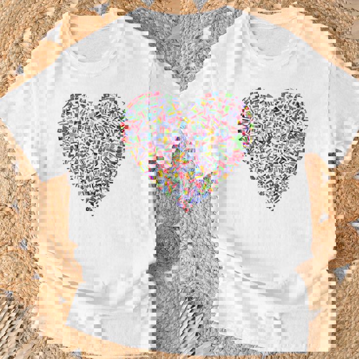 世界国旗 ハート 国旗 旅行 トラベラー Tシャツ 高齢者への贈り物