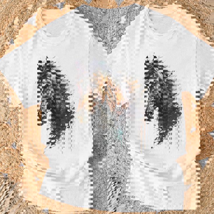 乗馬アート アニマルプリント 馬モチーフ 馬 Tシャツ 高齢者への贈り物