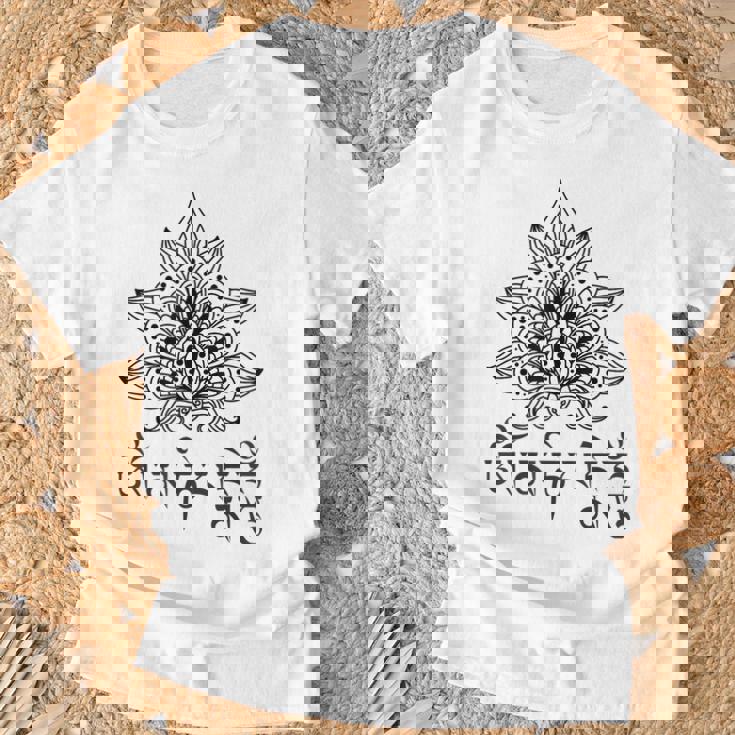 仏教 スピリチュアル オム マニ・パドメ ハム マントラと曼荼羅 Tシャツ 高齢者への贈り物