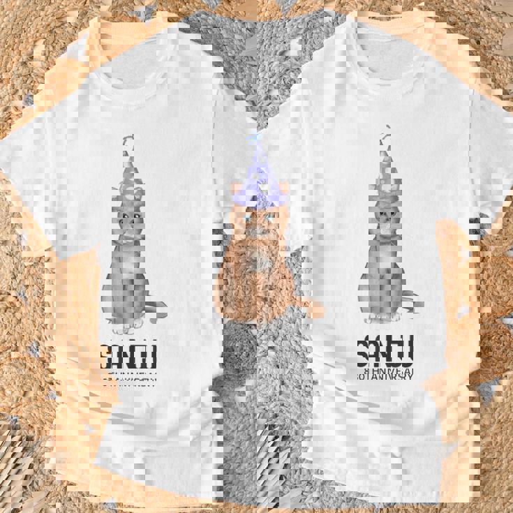 傘寿祝い 猫好き 男性 女性 傘寿 お祝い 80歳 かわいい ねこ おしゃれ 猫 黄色 Tシャツ 高齢者への贈り物