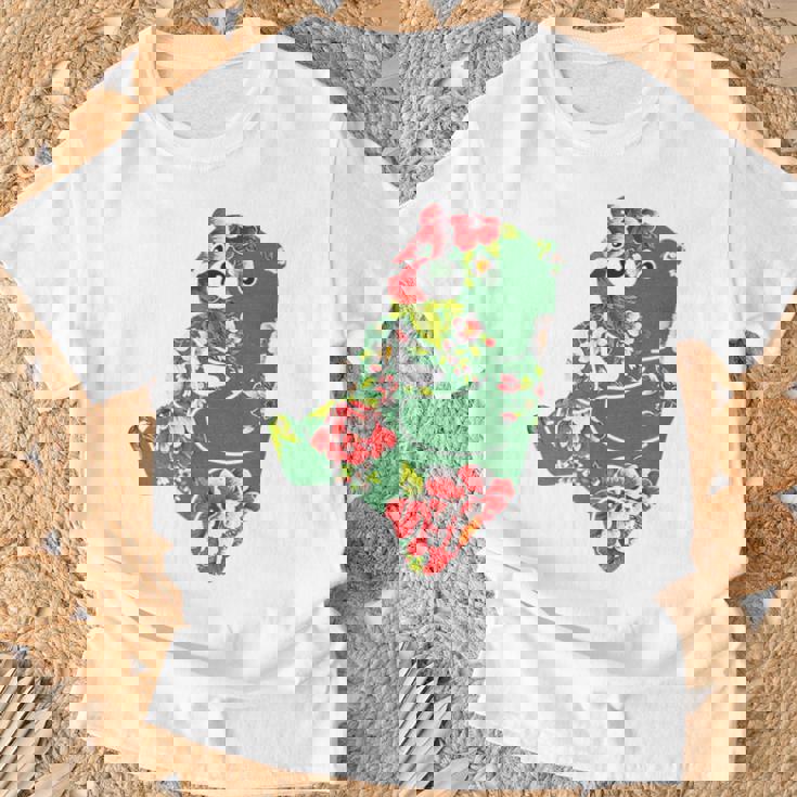 台湾花布柄 くまちゃん 熊 緑 みどり グリーン 客家花布 台湾花布 台湾雑貨 台湾 台湾風 かわいい お洒落 Tシャツ 高齢者への贈り物