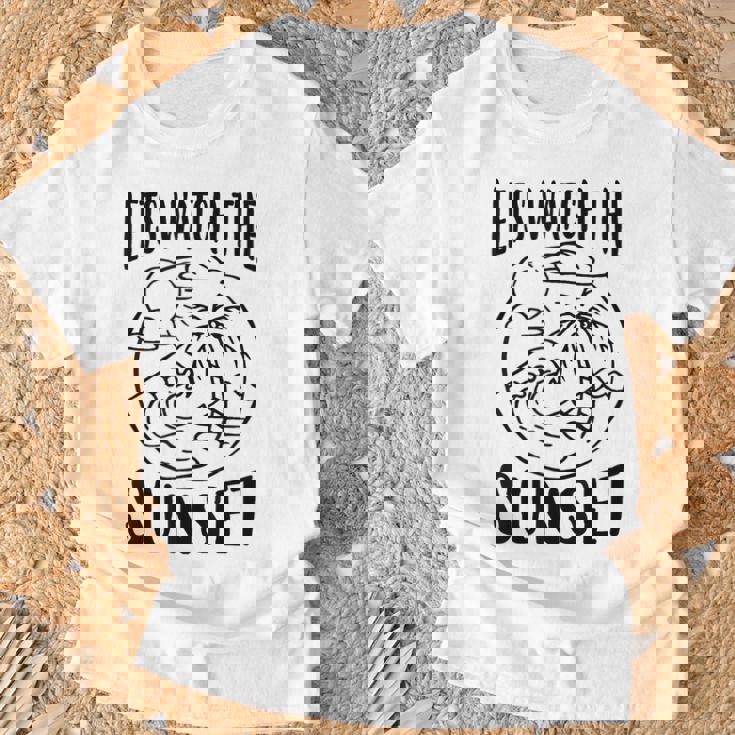 夕日を眺めてみよう Tシャツ 高齢者への贈り物