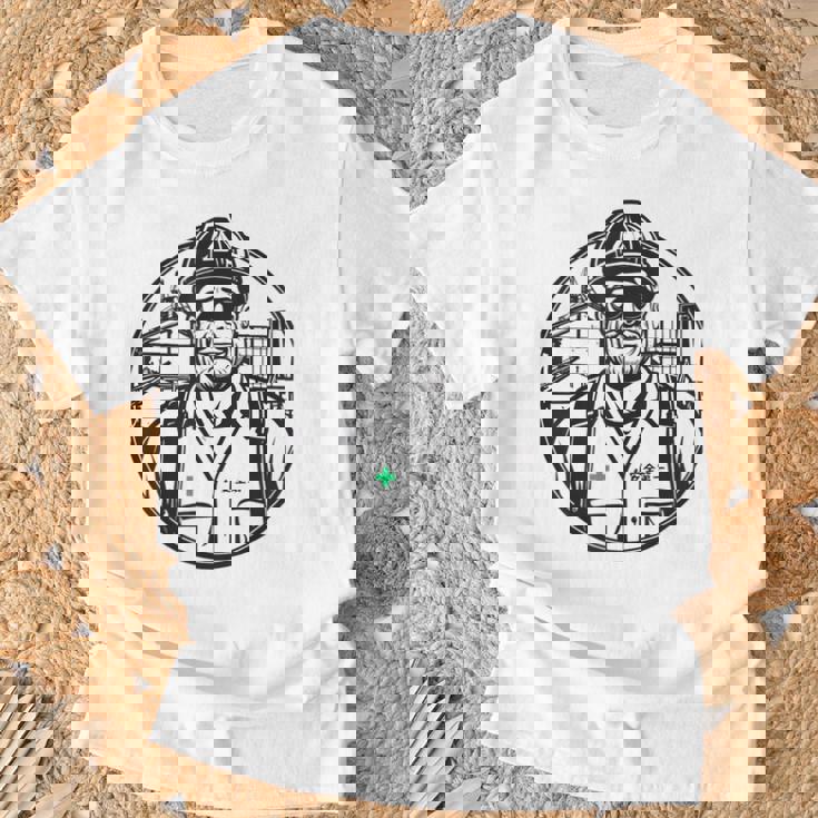 安全に働くおじさん 安全第一 作業員 Tシャツ 高齢者への贈り物