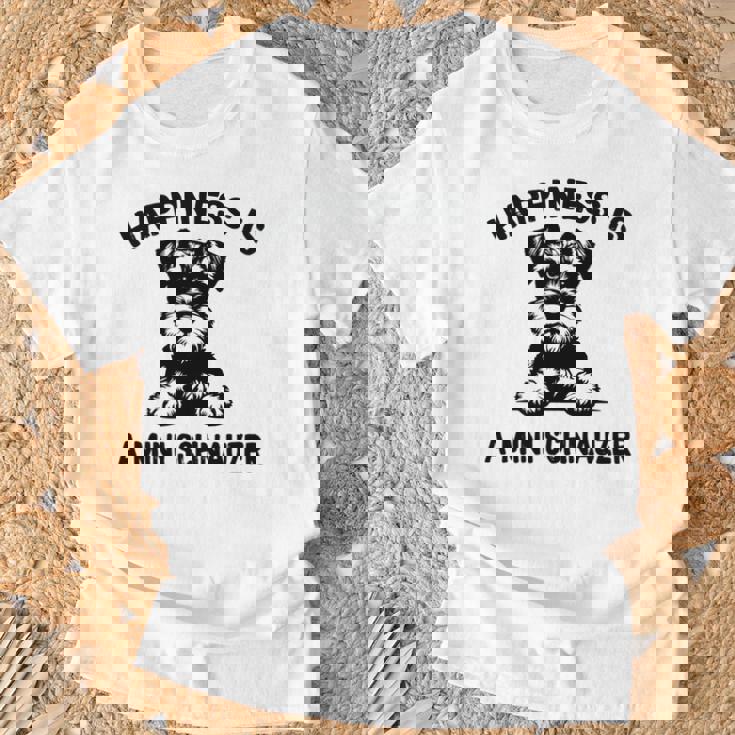 幸せはミニシュナウザー 長袖tシャツ Tシャツ 高齢者への贈り物